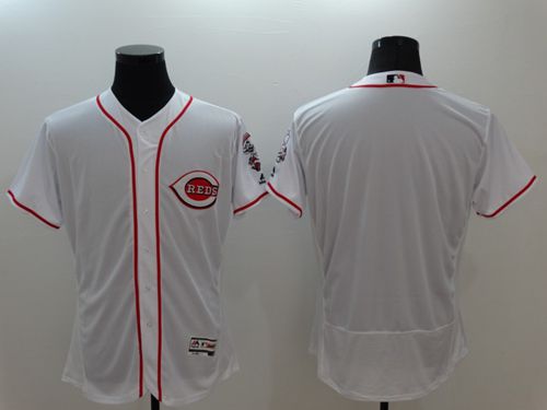 Reds Blank White Flexbase Authentic Collection Stitched MLB Jersey